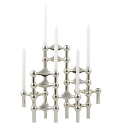Candle Holders^STOFF Nagel candle holder, chrome Silver-coloured