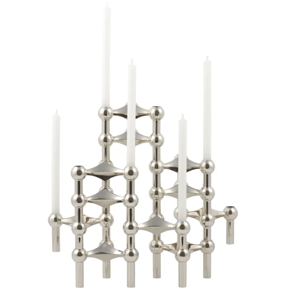 Candle Holders^STOFF Nagel candle holder, chrome Silver-coloured