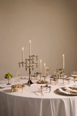 Candle Holders^STOFF Nagel candle holder, chrome Silver-coloured