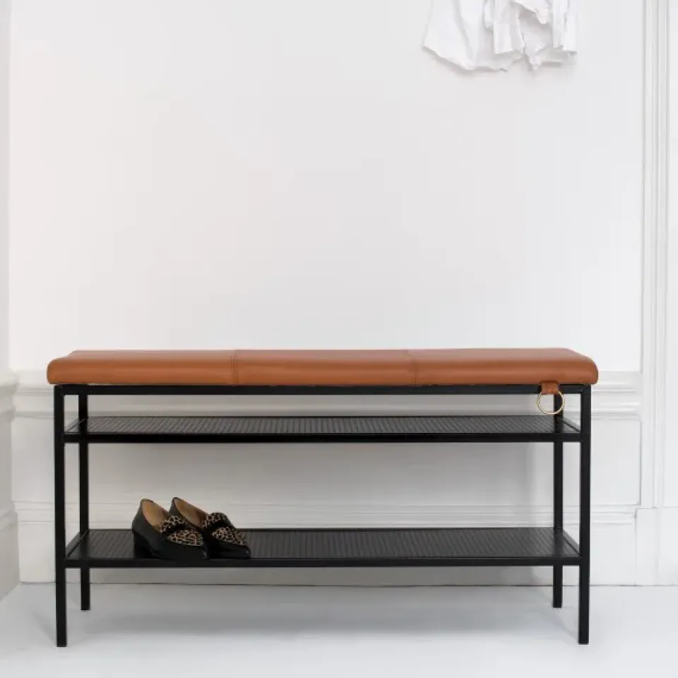 New Maze Nancy shoe shelf, Black-Cognac BrownBlack