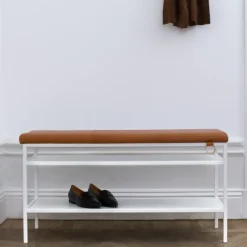 Shoe Racks|Shoe Racks^Maze Nancy shoe shelf, White-Cognac BrownWhite
