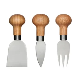 Cheese Knives|Serving Utensils^Sagaform Nature cheese knife set 3 pieces, Oak BrownSilver-coloured