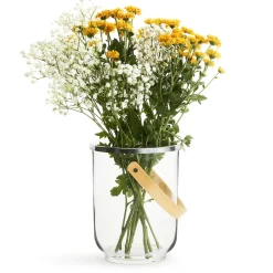 Tea Light Holders, Lanterns & Candle Dishes^Sagaform Nature lantern with handle, Oak BeigeTransparent