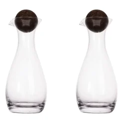 Bottles, Pourers & Drizzlers^Sagaform Nature oil/vineger bottle with cork stopper 2-pack 35cl, Clear-dark Brown