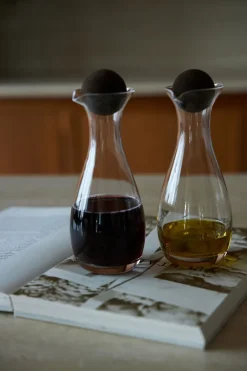 Bottles, Pourers & Drizzlers^Sagaform Nature oil/vineger bottle with cork stopper 2-pack 35cl, Clear-dark Brown
