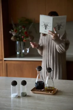 Salt & Pepper Grinders|Salt & Pepper Shakers^Sagaform Nature salt- and pepper set with cork stopper 2-pack, Clear-dark Brown