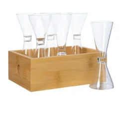 Shot Glasses^Sagaform Nature shot glasses in bamboo box 6-pack 4 cl, Bamboo Clear Brown