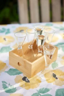 Shot Glasses^Sagaform Nature shot glasses in bamboo box 6-pack 4 cl, Bamboo Clear Brown