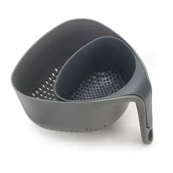 Colanders, Sieves & Funnels^Joseph Joseph Nest colander 2-piece set, Grey BlackGrey