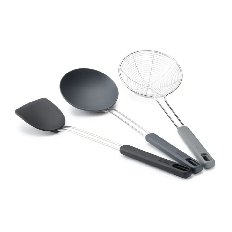 Fish Slices & Spatulas^Joseph Joseph Nest Fusion Wok Set 3 Pieces, Black