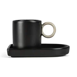 Glögg & Mulled Wine Mugs|Espresso Cups^Byon Niki espressocup with saucer, Black-beige BlackBeige
