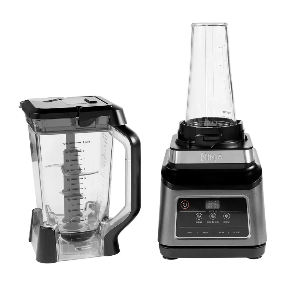 New Ninja BN750 2-in-1 blender with Auto-iQ, Black Silver-colouredBlack