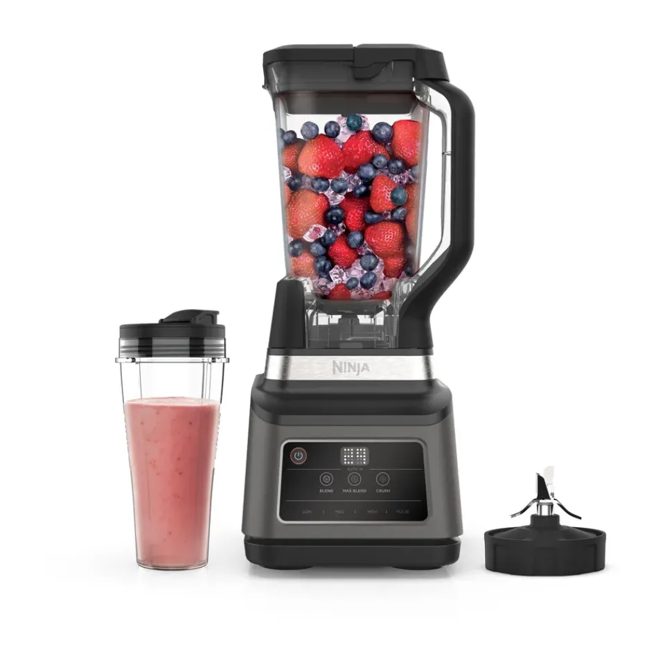 New Ninja BN750 2-in-1 blender with Auto-iQ, Black Silver-colouredBlack