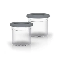 Ice Cream Makers^Ninja container with lid for NC300 CREAMi 2-pack, Clear-gray Transparent