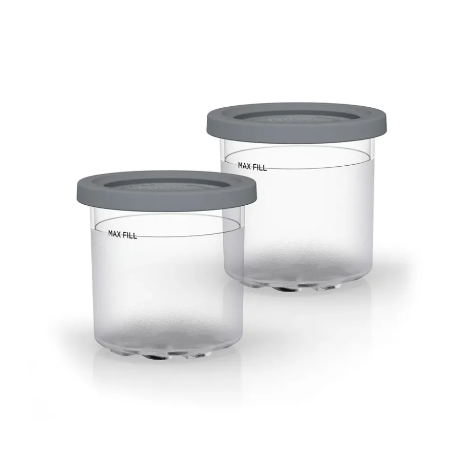 Ice Cream Makers^Ninja container with lid for NC300 CREAMi 2-pack, Clear-gray Transparent