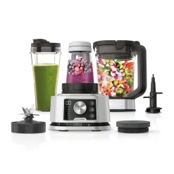 Blenders^Ninja Foodi CB350 3-in-1 Power Nutri blender, Stainless steel Silver-colouredBlackTransparent