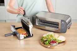 Outlet Ninja Foodi grill and panini press ST202EU 3-in-1, Stainless steel Silver-coloured