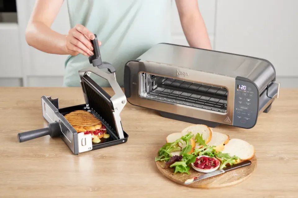 Outlet Ninja Foodi grill and panini press ST202EU 3-in-1, Stainless steel Silver-coloured