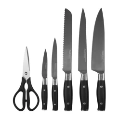 Hot Ninja Foodi K32006 knife set with knife block & built-in knife sharpener, Stainless steel GreySilver-coloured