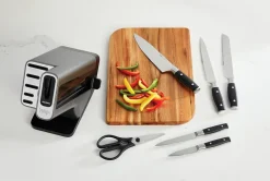 Hot Ninja Foodi K32006 knife set with knife block & built-in knife sharpener, Stainless steel GreySilver-coloured