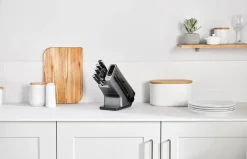 Hot Ninja Foodi K32006 knife set with knife block & built-in knife sharpener, Stainless steel GreySilver-coloured