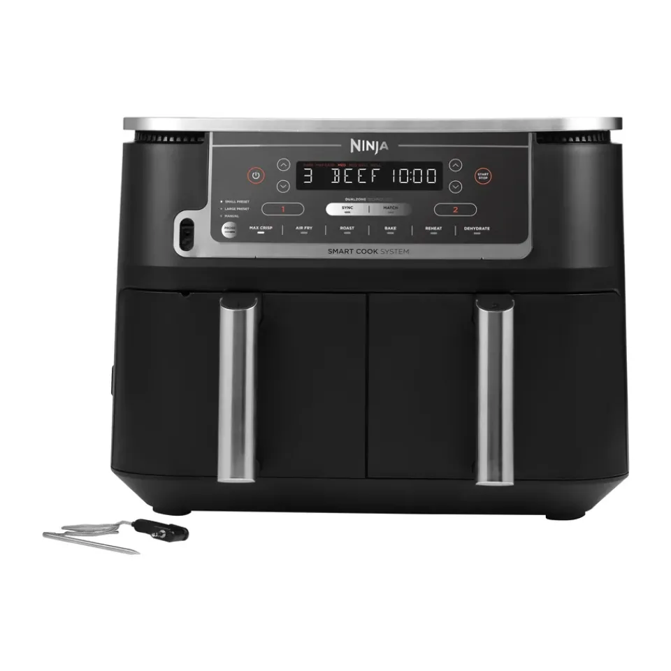 Outlet Ninja Foodi Max AF451 Airfryer Dual Zone with thermometer 9,5 L, Black