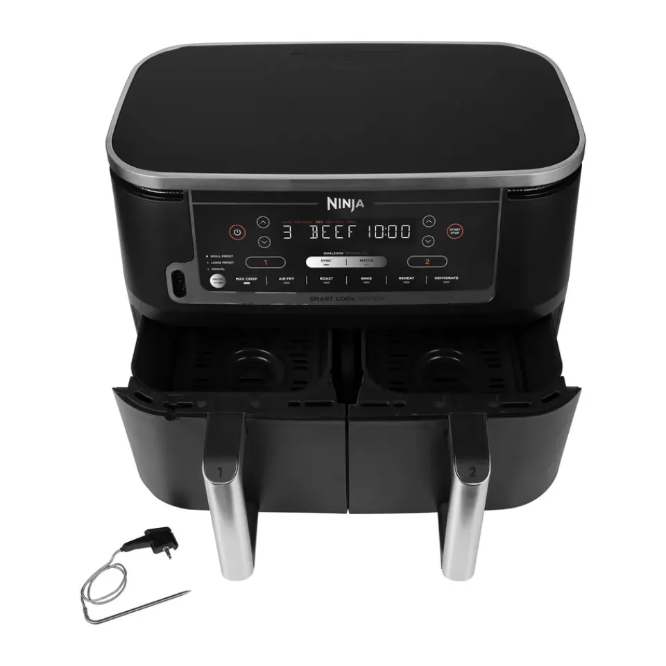 Outlet Ninja Foodi Max AF451 Airfryer Dual Zone with thermometer 9,5 L, Black