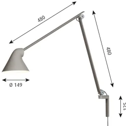 Bedside Lamps^Louis Poulsen NJP wall lamp long arm, Light Grey