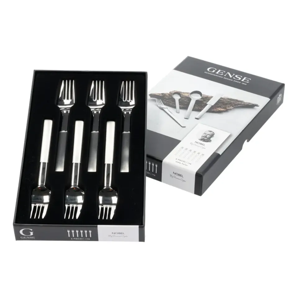 Clearance Gense Nobel cake fork 6-pack, Stainless steel Silver-coloured