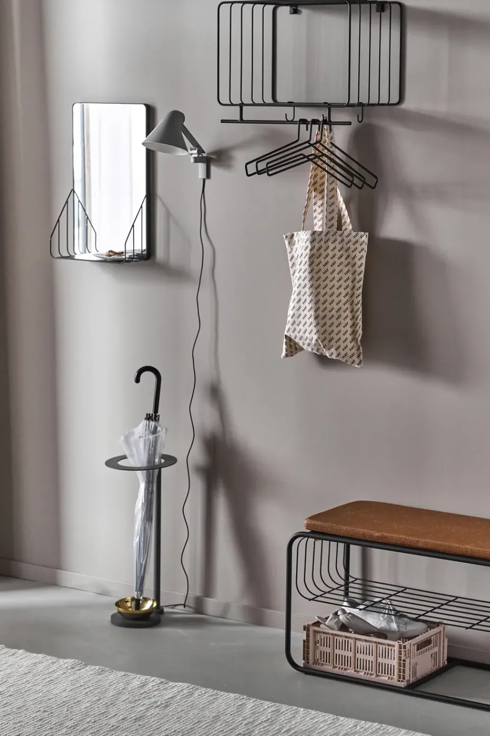 Discount Scandi Living Nod mirror with shelf 30x50 cm, Black