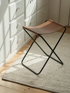 Broste Copenhagen Nola stool leather, Forest green GreenBrown