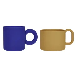 Children's Mugs^OYOY Nomu children's cup 2 pieces, Optic Blue-Light Rubber BlueGrey