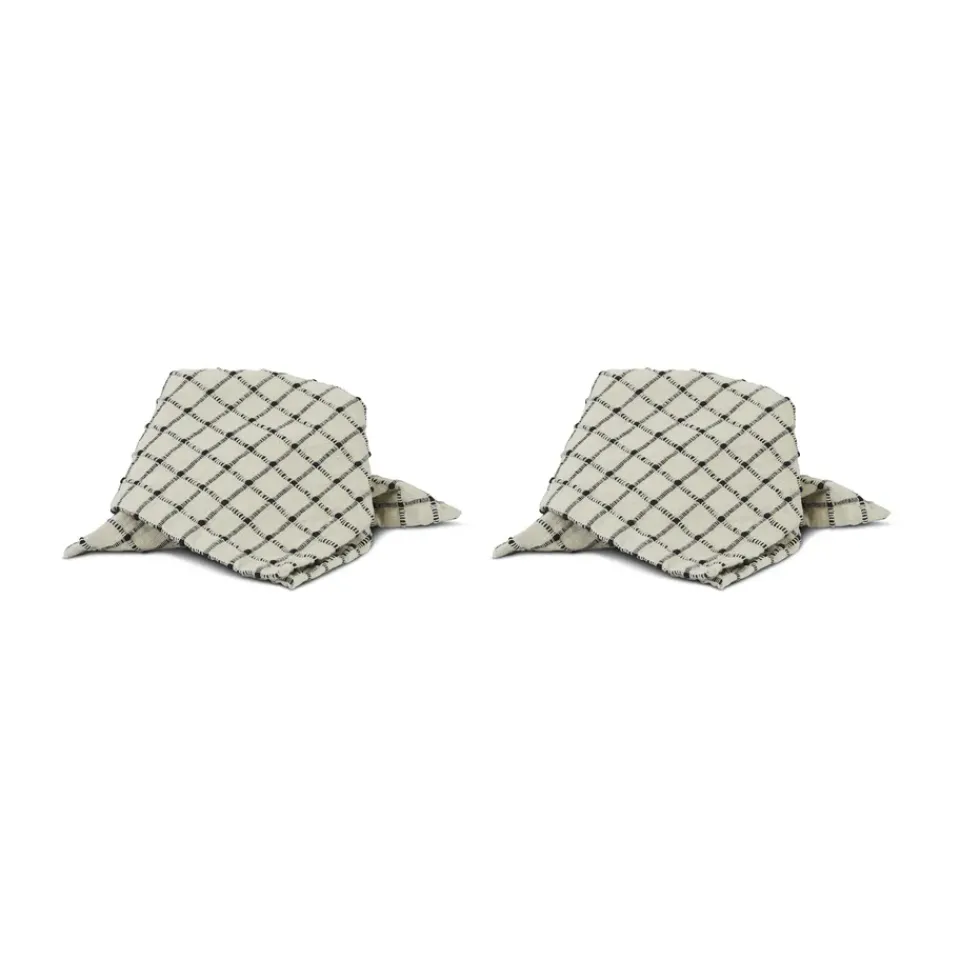 New Boel & Jan Noor napkin 40x40 cm 2-pack, Black-Off white BlackBeige