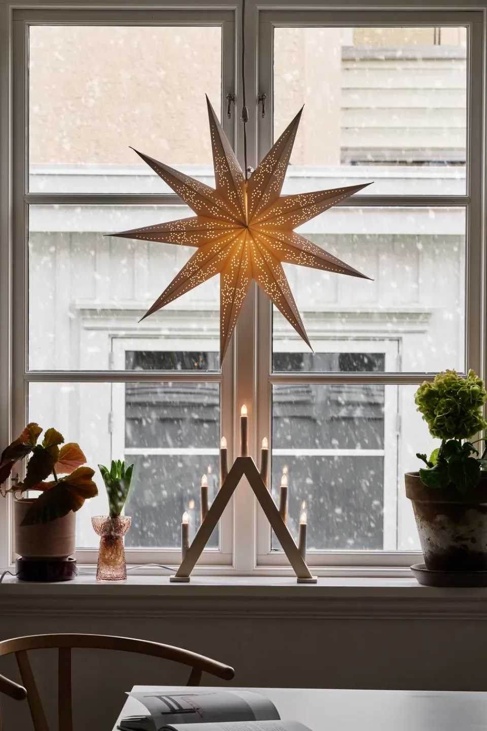 Clearance Scandi Living Nord advent candlestick 40 cm, stained White