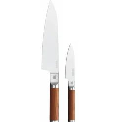 Knife Sets^Fiskars Norden chef's knife + vegetable knife set 2 pieces, Stainless steel-birch BrownSilver-coloured