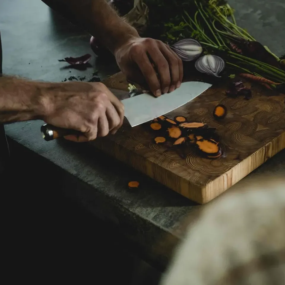 Knife Sets^Fiskars Norden chef's knife + vegetable knife set 2 pieces, Stainless steel-birch BrownSilver-coloured