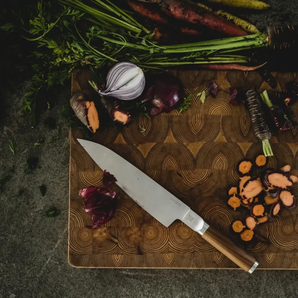 Knife Sets^Fiskars Norden chef's knife + vegetable knife set 2 pieces, Stainless steel-birch BrownSilver-coloured