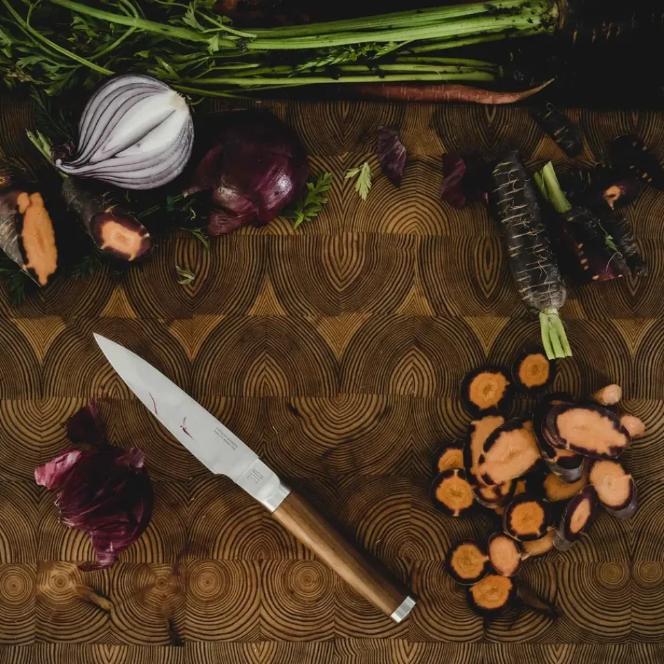 Knife Sets^Fiskars Norden chef's knife + vegetable knife set 2 pieces, Stainless steel-birch BrownSilver-coloured