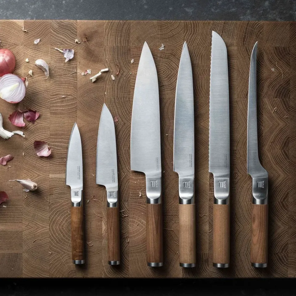 Knife Sets^Fiskars Norden chef's knife + vegetable knife set 2 pieces, Stainless steel-birch BrownSilver-coloured