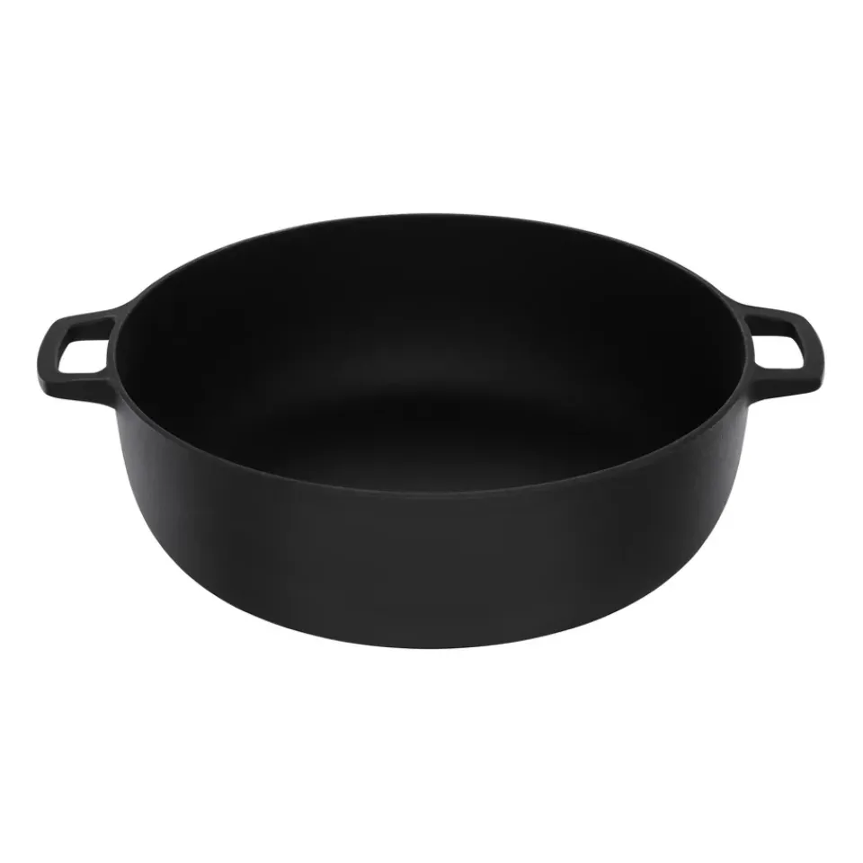 Cast Iron Casserole Pots^Fiskars Norden Grill Chef casserole cast iron-stainless steel, Ø30 cm BlackSilver-coloured