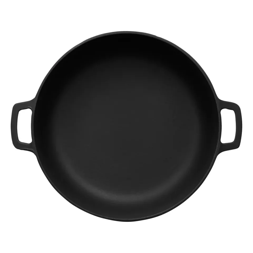 Cast Iron Casserole Pots^Fiskars Norden Grill Chef casserole cast iron-stainless steel, Ø30 cm BlackSilver-coloured