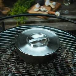 Cast Iron Casserole Pots^Fiskars Norden Grill Chef casserole cast iron-stainless steel, Ø30 cm BlackSilver-coloured