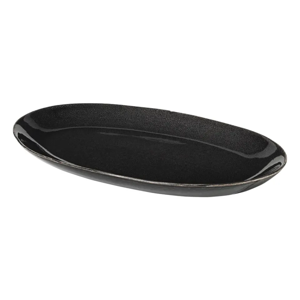 Broste Copenhagen Nordic Coal oval saucer, 17x30 cm BlackGrey