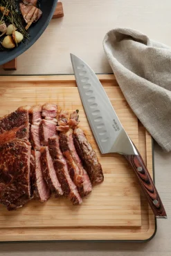 Santoku Knives^Eva Solo Nordic Kitchen santoku knife 18 cm, Damascus steel Silver-colouredBrown