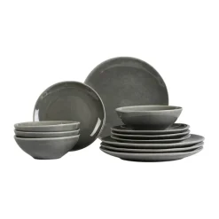 Table Settings & Starter Sets^Broste Copenhagen Nordic Rain dinner set, 12 pieces Grey