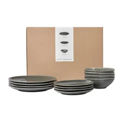 Table Settings & Starter Sets^Broste Copenhagen Nordic Rain dinner set, 12 pieces Grey