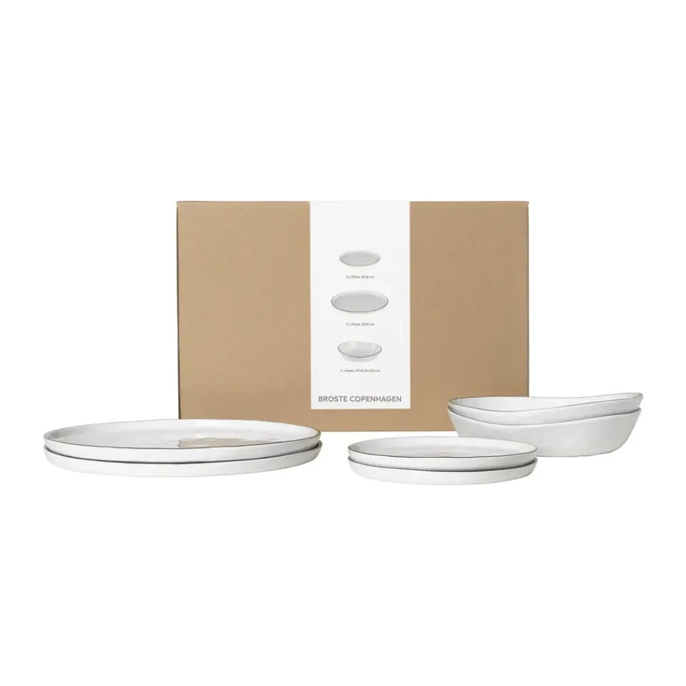 Discount Broste Copenhagen Nordic Salt dinner set for two, 6 pieces WhiteBlack