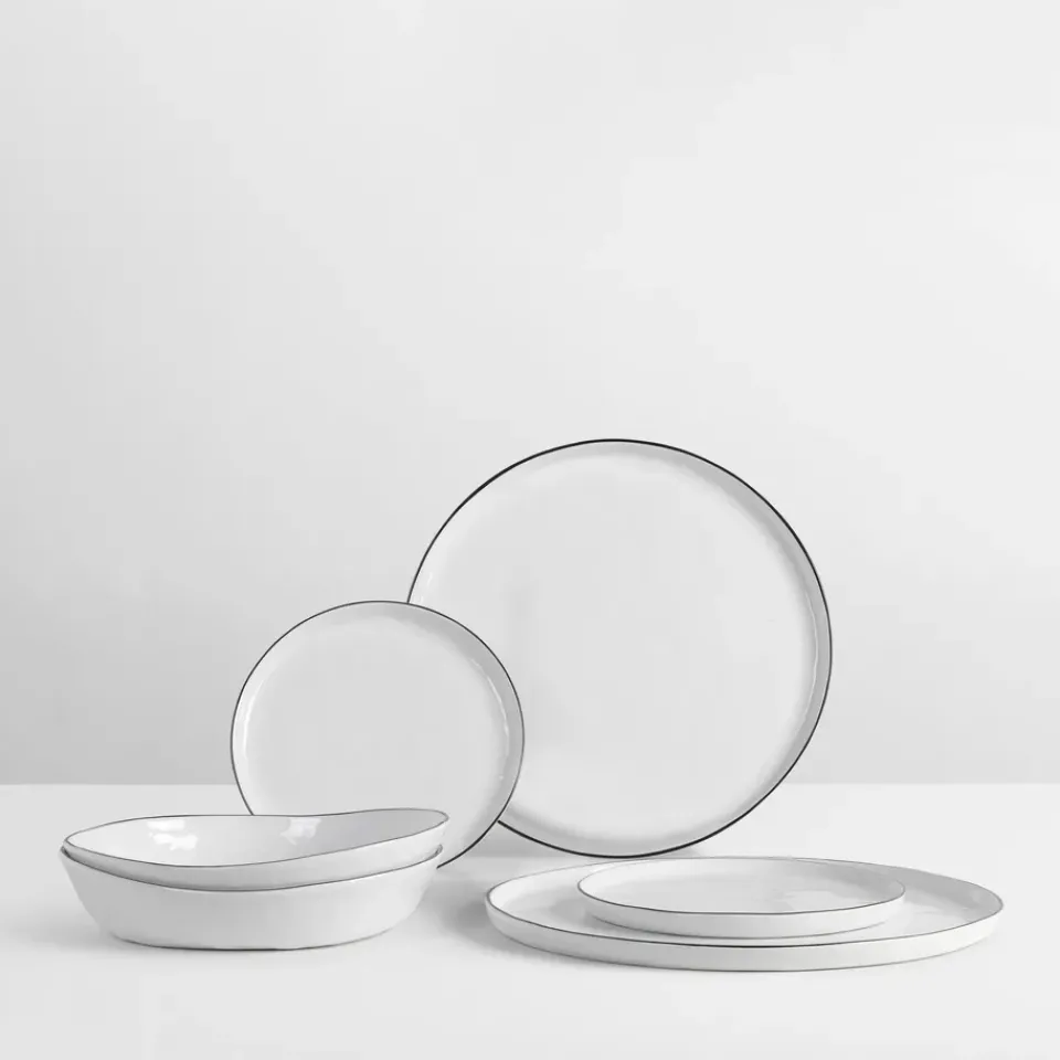 Discount Broste Copenhagen Nordic Salt dinner set for two, 6 pieces WhiteBlack