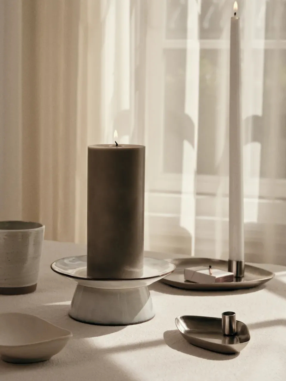 Cake Stands^Broste Copenhagen Nordic Sand cake stand, Ø14.5 cm Beige