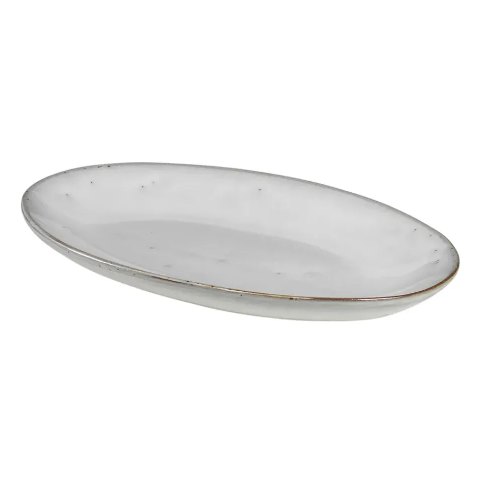 Best Broste Copenhagen Nordic Sand oval serving platter, 13.6x22 cm Beige